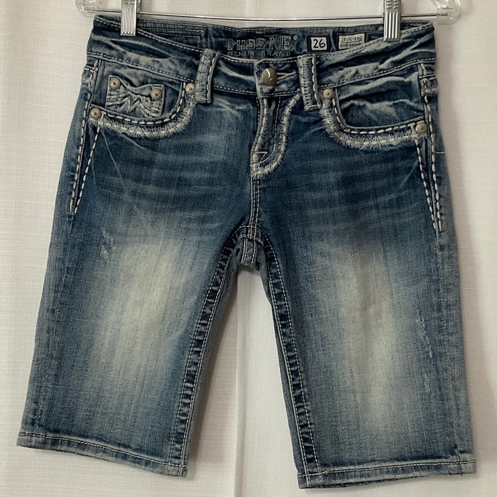 Miss Me Blue Denim Bermuda Shorts Size 26